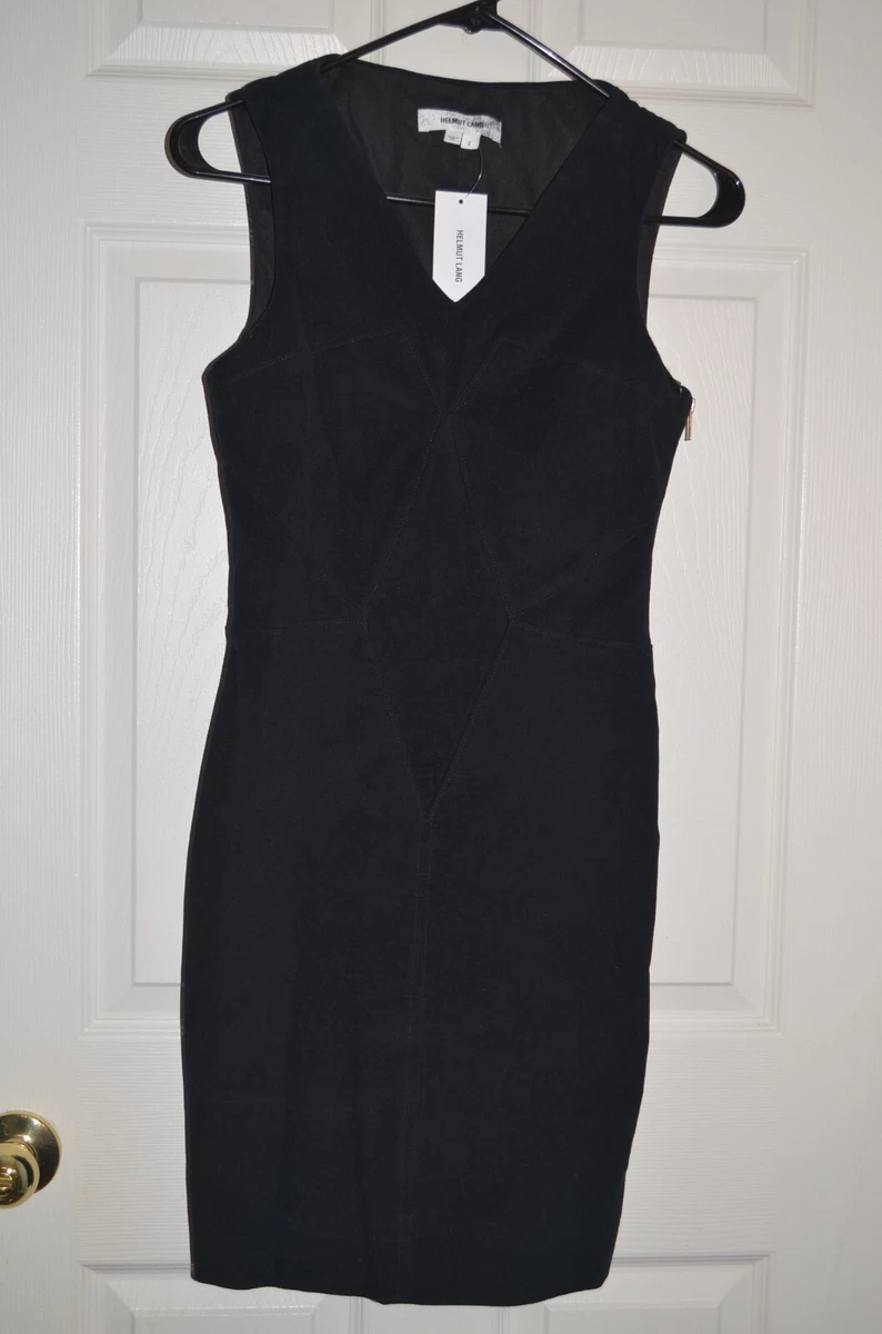NEW HELMUT LANG Black Sleeveless Stretch Moleskin Dress Size 2