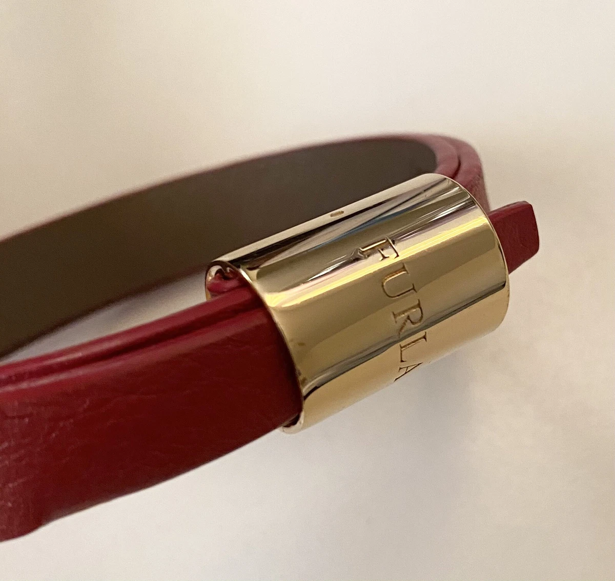 Furla Lace Leather Bracelet Made In Italy Available Red Khaki