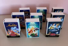 Basic Fun MOVIE CHARACTER FIGURES ALADDIN LITTLE MERMAID CINDERELLA VHS LOT OF 9