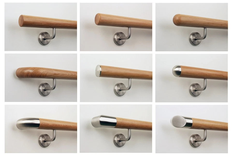 TIBU Corrimano legno rovere ringhiera interno supporto supporti acciaio inox parete scale