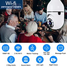 360° Light Bulb Camera 1080P IP WiFi IR Night Smart Home Security Camera