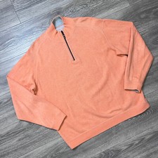 Tommy Bahama Mens L Sweater Reversible Pullover Jumper 1/4 Half Zip Orange Gray