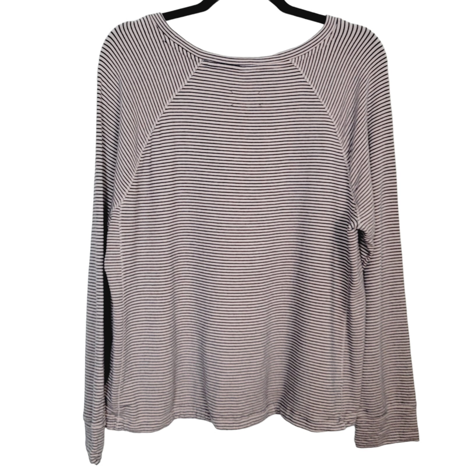 Lou & Grey Large Striped Top Pink Black Raglan Sleeve Boat Neck Modal ...