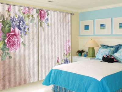Violet Depuis La Pluie 3D Rideau Blockout Photo Impression Rideaux Draper Tissu - Photo 1/4