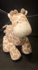 Carters Musical 8" Giraffe Tan White Wind Up Plush Toy Head Moves Brahms Lullaby