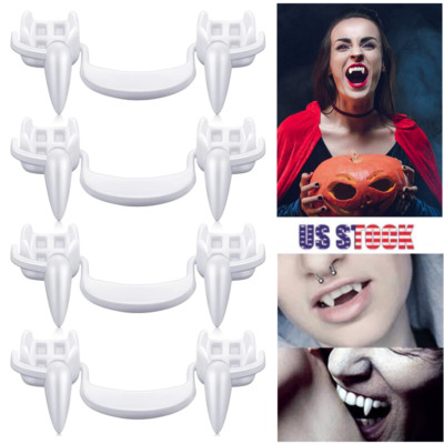 4× Halloween Retractable Teeth Dress Costume Scary Party Cosplay Vampire Fangs