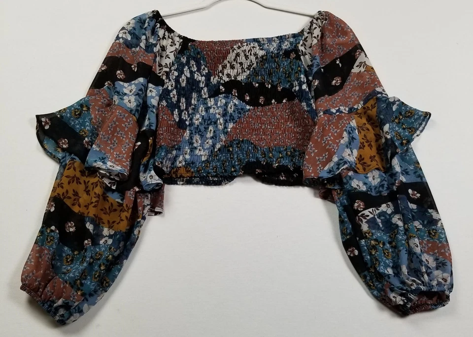 Delicado Hooligan Top Corto Para Mujer Mediano M Floral Mangas Largas Calado Salir Foto 4 de 4