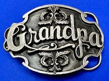 1988 Deep Cast Pewter Grandpa Belt Buckle   A-80 By Siskiyou Made In Usa