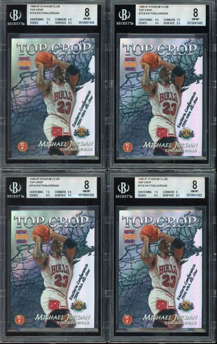 1 CARD - BGS 8 MICHAEL JORDAN Payton 1996-97 TOPPS STADIUM CLUB TC9 TOP CROP
