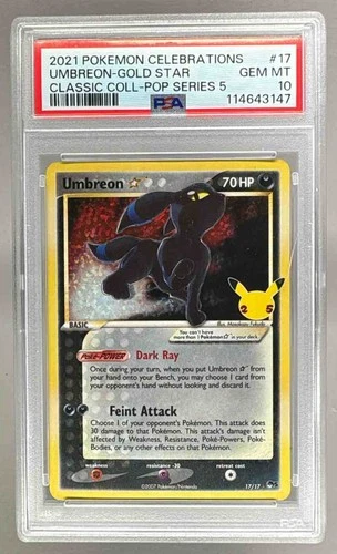 3147 Umbreon Gold Star 2021 Pokemon Sword Shield Celebrations Classic #17 PSA 10