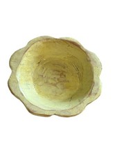 Hand carved wooden flower shaped dough bowl yellow