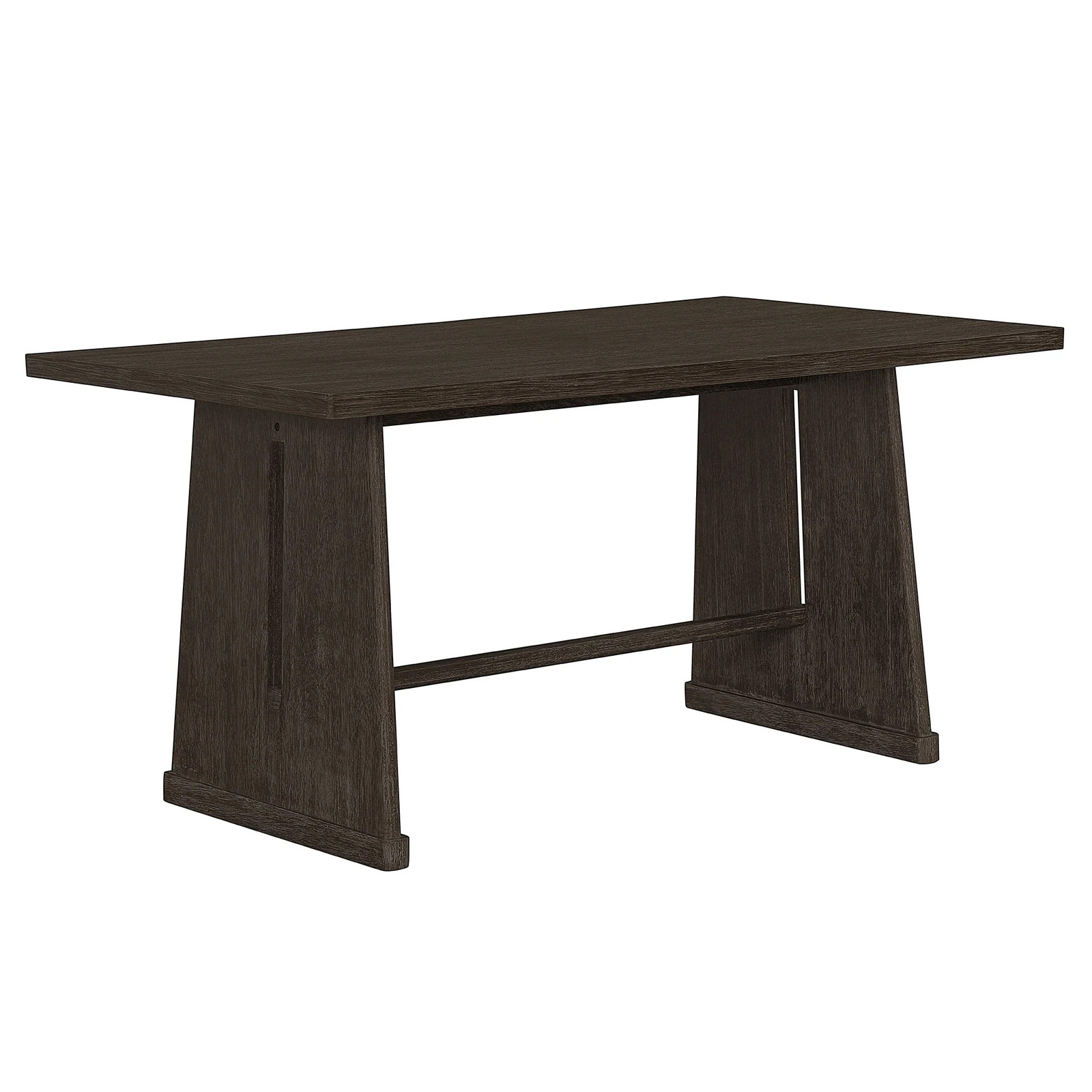TREXM 6-Piece Rustic Farmhouse Dining Table Set with Wire Brushed Design, Rectangular Dining Table with Trapezoid Legs, 4 Upholstered Linen Chairs & 1 Padded Bench for Dining Room & Kitchen (Espresso)
