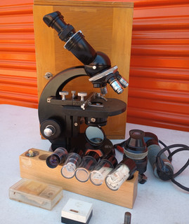 Antique Carl Zeiss Germany Microscope with Original Wood Box Rare