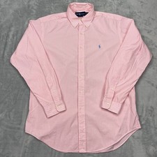 Ralph Lauren Dress Shirt Men 16/L Pink Striped Classic Fit Pony Logo Button Down