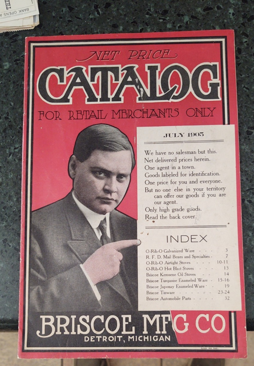 1905 Trade catalog Briscoe Mfg Graniteware Stoves O-Rib-O RFD Mailboxes Tinware