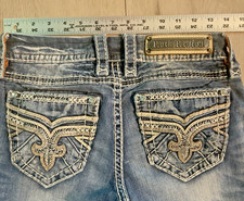 Rock Revival Jeans Women  s Size 27 Boris Skinny Rhinestones Blue Denim 0258