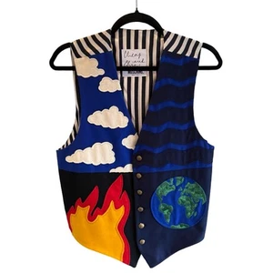 Moschino Cheap & Chic Blue & Black Fire Air Water Earth Vest
