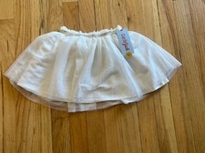 NWT Girls Cat Jack Size 4T White And Silver Sparkles Tutu Skirt Polka Dot Tulle