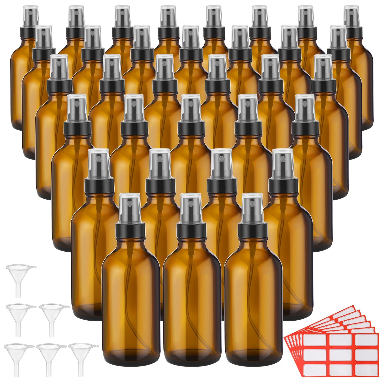 36-Piece 4oz Refillable Glass Spray Bottles with Fine Mist Nozzle
