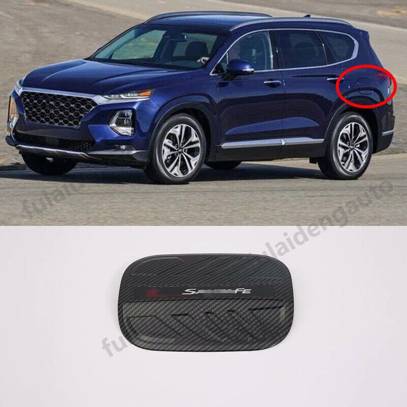 For Hyundai Santa Fe 19-23 Carbon fiber Filler Fuel Tank Door Cover Gas Cap Trim