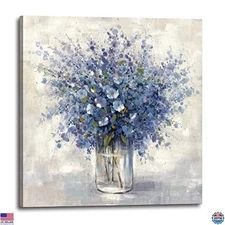 Rustic Floral Canvas Wall Art - Vintage Wildflower Bouquet Home Decor Print