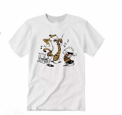 80S Calvin And Hobbes T Shirt Unisex Short Sleeve Tee White S-5XL KN247