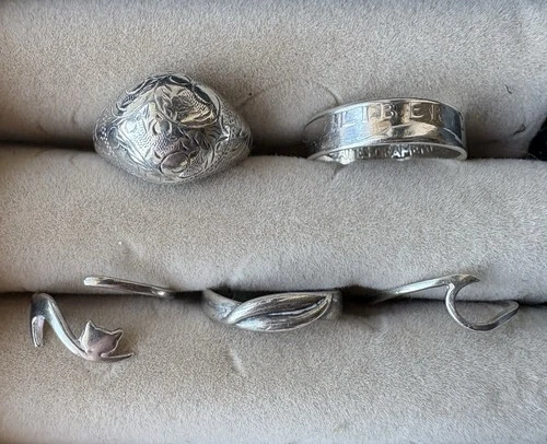 Vintage Sterling Silver Rings Lot of 5 Approx size 5.5-6