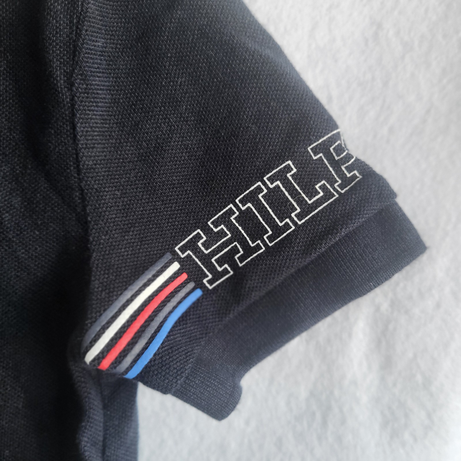 Tommy hilfiger boys black 116 6/7 polo shirt logo stripe thumbnail 5