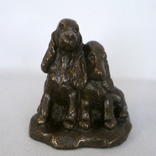 Bronze Resin Two Cocker Spaniels Figurine. Vintage, 9cm tall.  Great Condition 