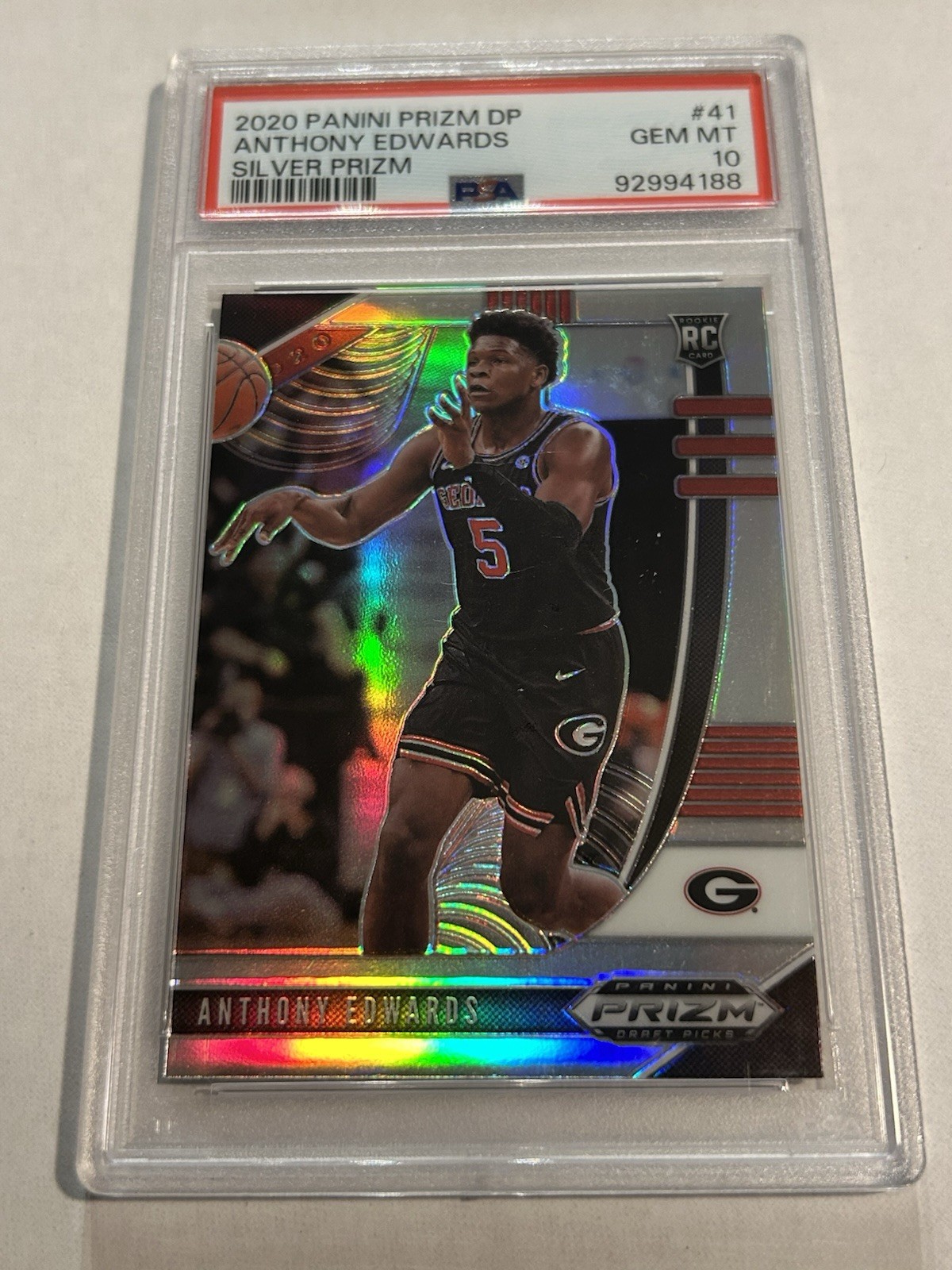 2020-21 Panini Prizm Draft Anthony Edwards #41 Silver Rookie PSA 10 Georgia SP
