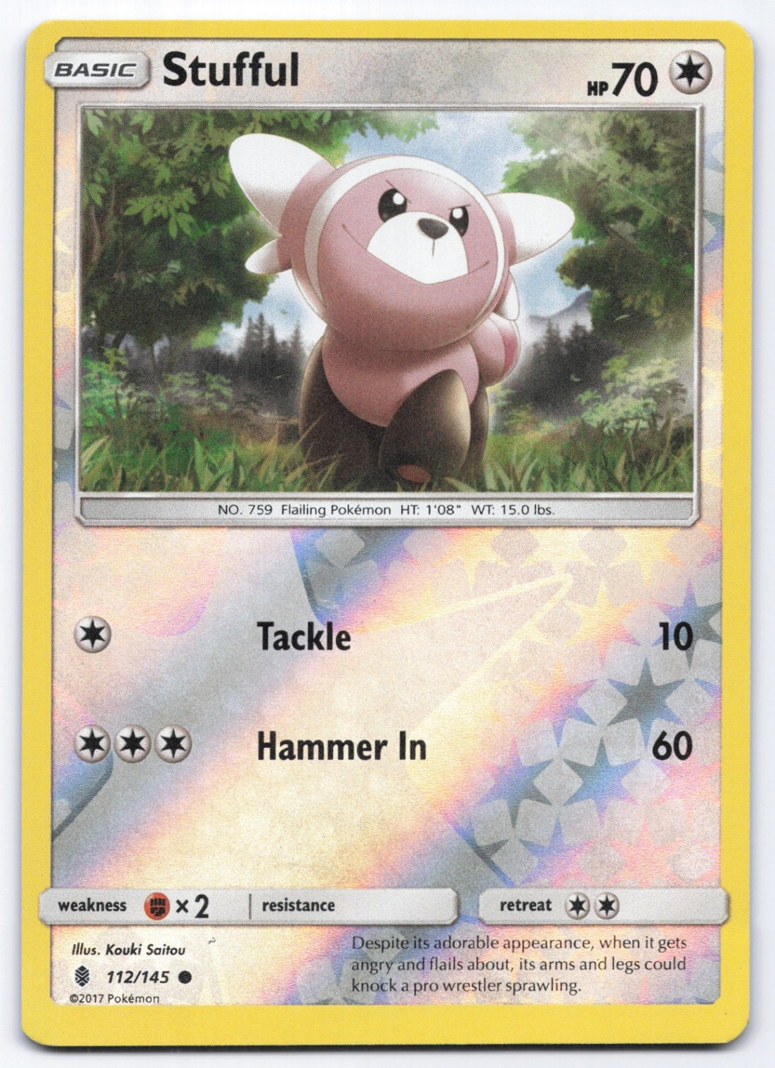 Stufful 112/145 Guardians Rising Holo Common Pokemon Card LP