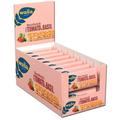 (17,97 /1kg) Wasa Sandwich Käse Tomate Basilikum, Knäckebrot 24 Riegel je 40g