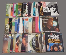 Lot de 47 disques vinyles 45T années 1970-1980 Johnny Hallyday Elton John Disco