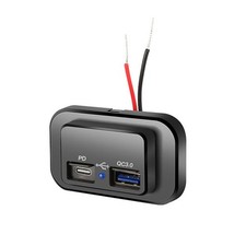 PD+QC3.0 Dual USB Car Boat RV Fast Charger Socket LED Power Outlet Charging Hub