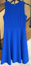 Calvin Klein Dress Scalloped Edge Sleeveless  Exposed Zipper Royal Blue SZ. 4