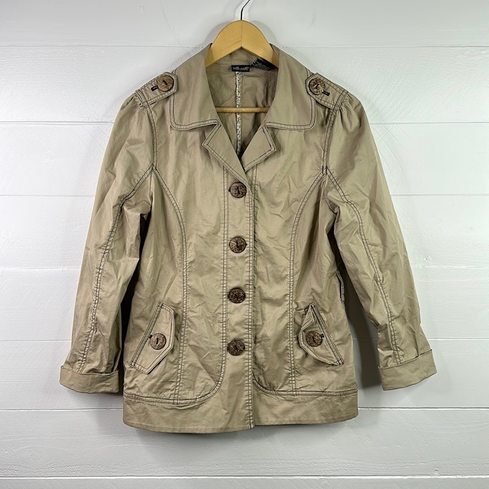 WILLI SMITH Tan Button Up Collared Jacket With Po… - image 1