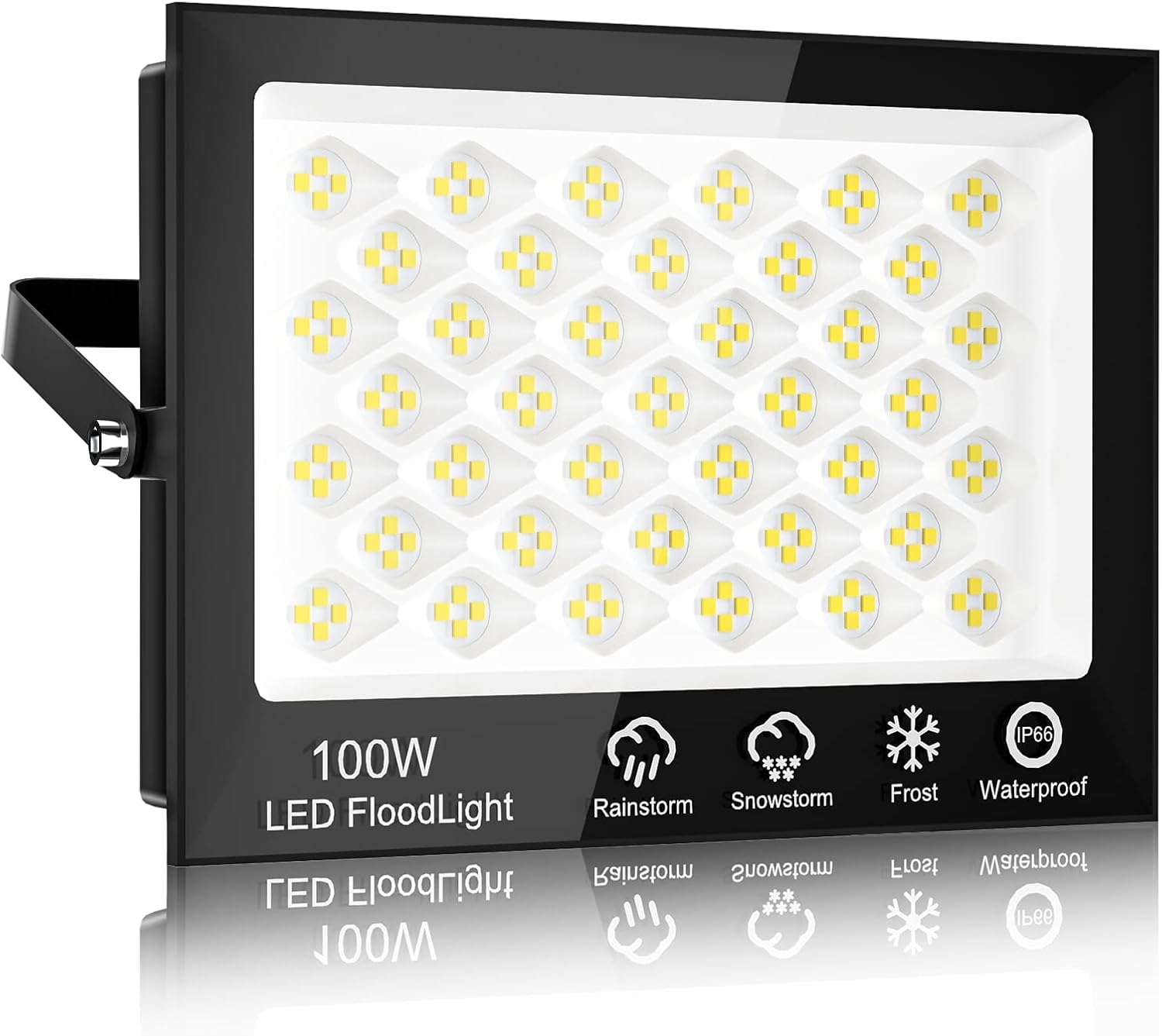 100W LED Flood Light Outdoor - 10000LM outside Security Lights, 6500K Daylight W