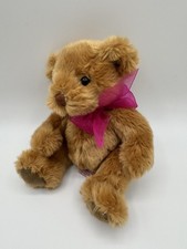 Russ Berrie Brock Plush Teddy Bear Stuffed Animal 8" Sitting Pink Ribbon