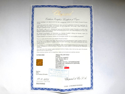 Chopard Watch Papers Zertifikat Certification (no watch)
