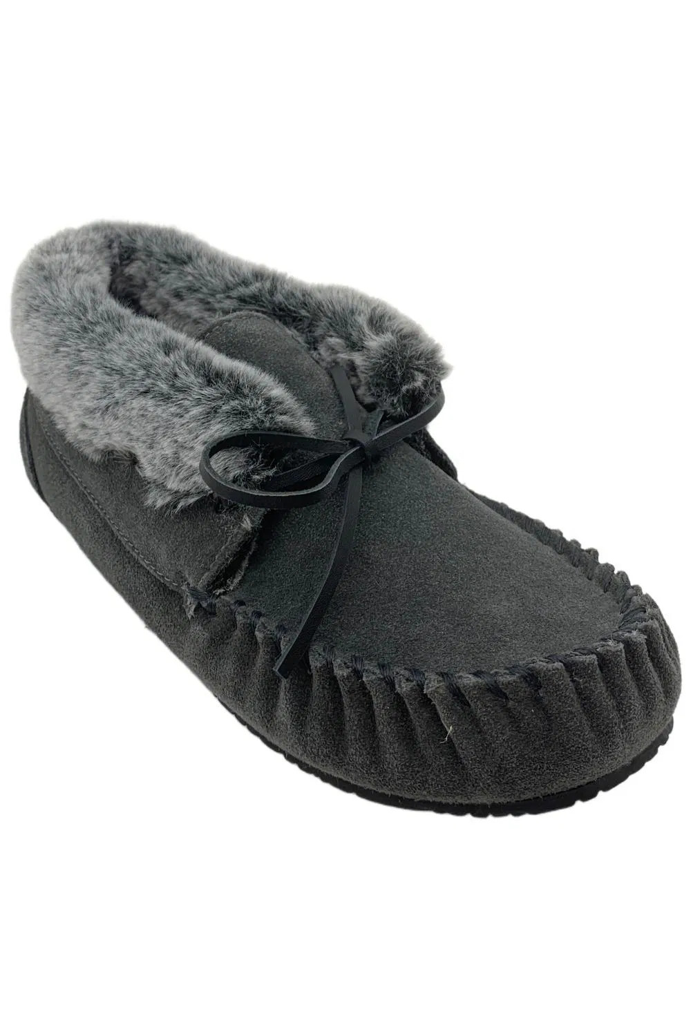 Minnetonka Womens Cabin Slip-In Suede Bootie Charcoal Grey 7790₽