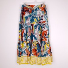 Soft Surroundings size M Kara Skirt floral tiered maxi boho artsy elastic waist