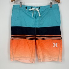 Hurley Board Shorts Mens 30 Multicolor Striped Surf Swimwear Pocket Drawstring