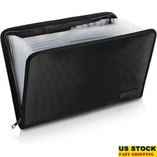 Fireproof Document Bag Double Layer Protection Waterproof 13 Pockets Storage New