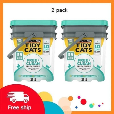 2 Pack Purina Tidy Cats Free and Clean Unscented Cat Litter 35lbs