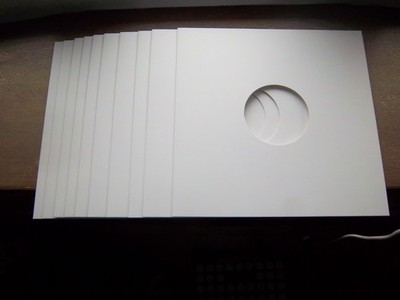 10ct White Record Jackets 12'' LP Cardboard Center, Hole to see lable 350g.