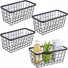 4 Set Hanging Wall Basket Organizer,Over the Cabinet Door Wire Baskets for Organ