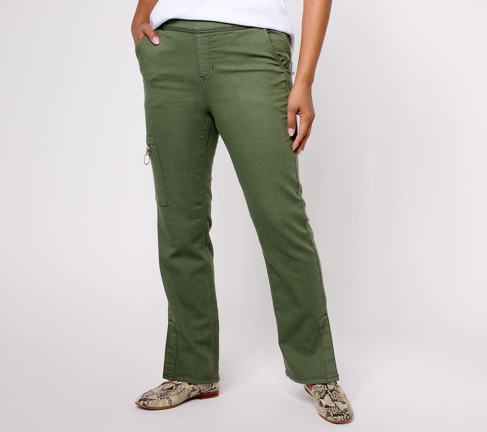 Denim & Co. Women's Plus Sz Pants 2X Adaptive Comfy Medium Grey Heather A611545