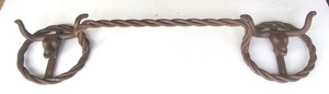 Twisted  Iron Rods l Texas Longhorn Steer  Wall Towel Rack Rustic 23"