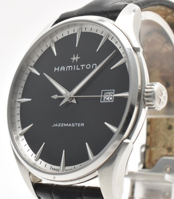 [Exc+5] HAMILTON JAZZMASTER H324510 Black Dial Sapphire Men's Watch From Japan