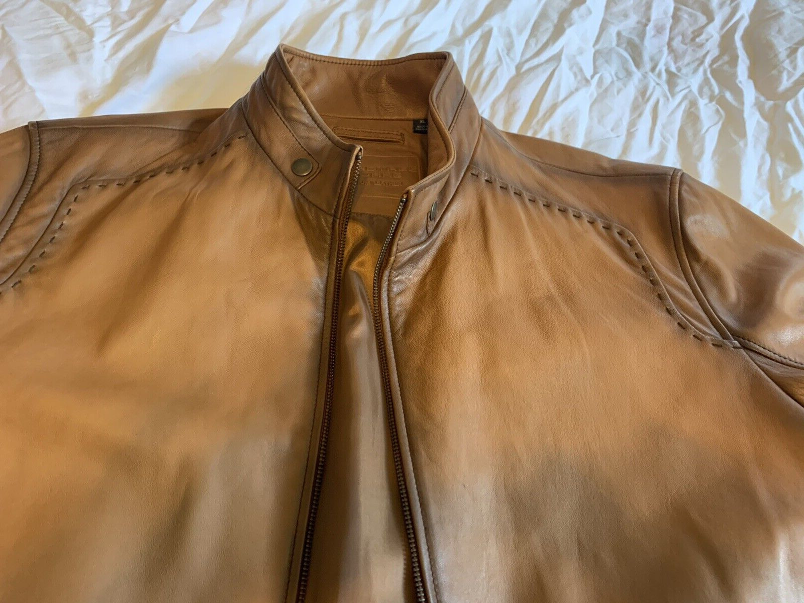 ROUNDTREE & YORKE LAMBSKIN MENS SIZE XL LEATHER JACKET LIGHT Brown  New image 10